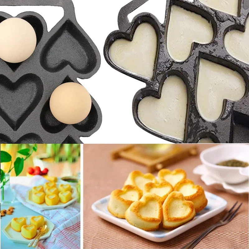 Heart Shaped Cake Pan Mold,Mini Muffin Pan Cookware for Biscuit Chocolate Egg Stuffed Pancake Cornbread Heart Baking Pan