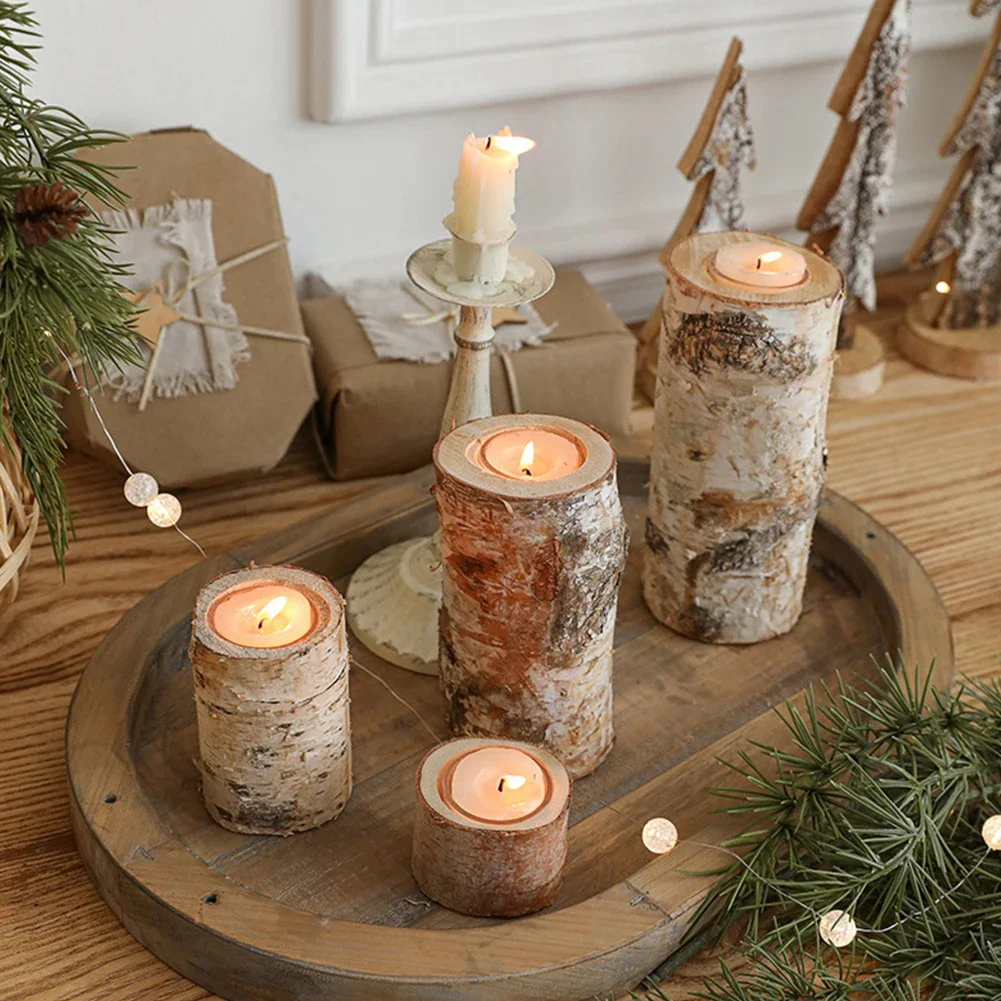 

Wooden Tea Light Candle Holders Vintage Candle Centerpieces For Christmas Wedding Birthday Party Dining Table Decorations