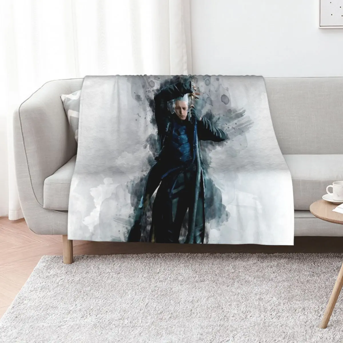 

DMC - Vergil watercolor Throw Blanket for sofa cosplay anime bed plaid Hair Blankets