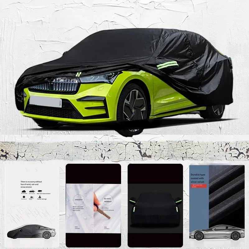 For Skoda Enyaq Anti-UV Sun Shade Rain Snow Resistant Black Cover Dustproof Car umbrella Full Car Cover Outdoor Protection