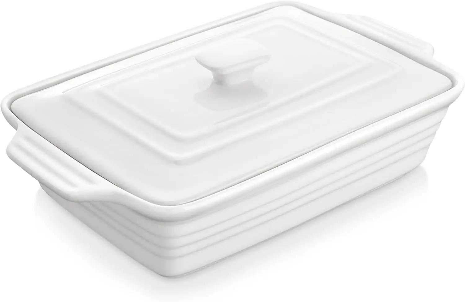 

Baking Dish With Lid, Porcelain Casserole dish with Lid, 13 x 9 Lasagna Pan Deep with Lid, Rectangular Bakeware