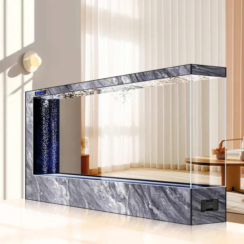 Screen partition fish tank living room floor-to-ceiling aquarium household ultra-white glass