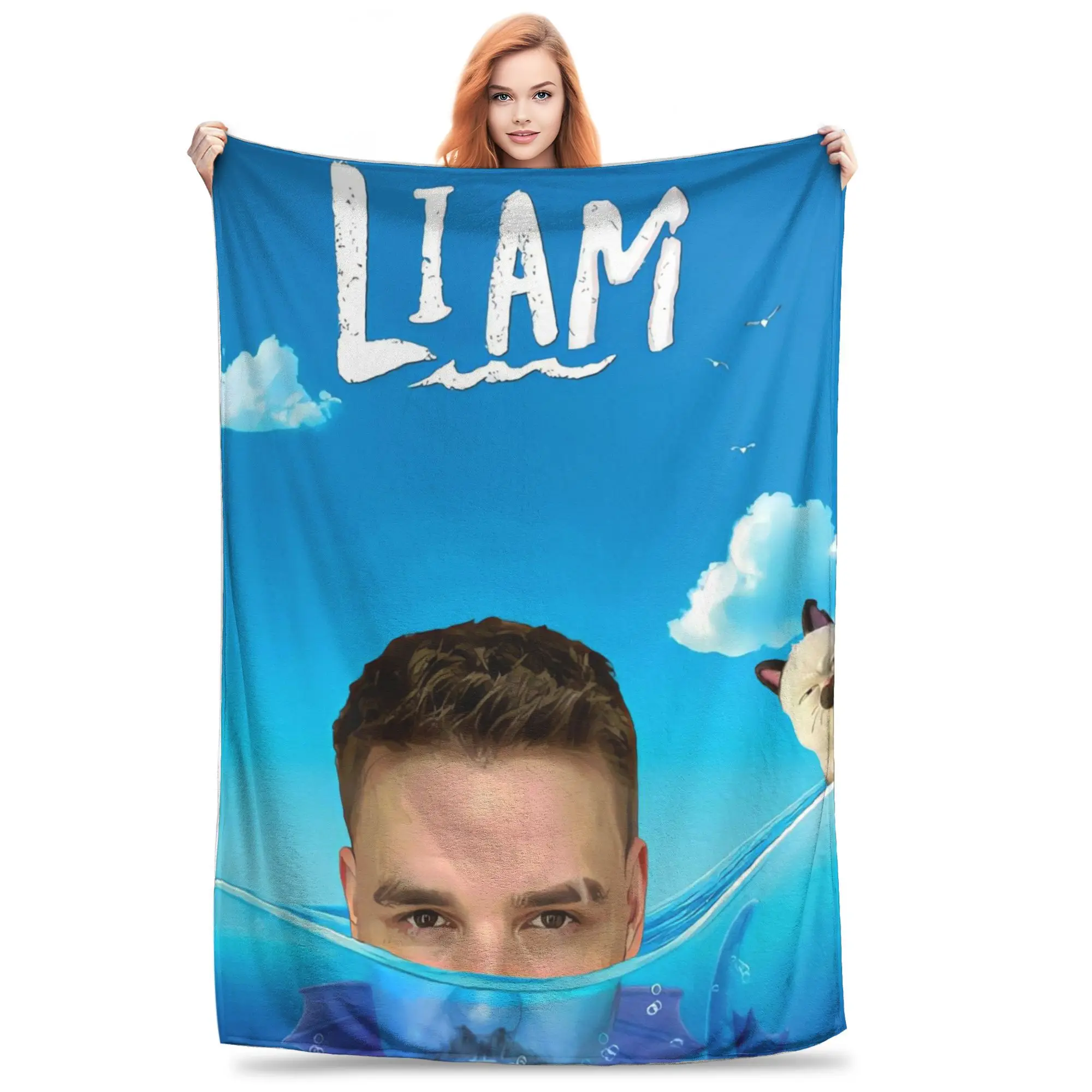 Flannel Throw Blanket Liam Payne Coral Warm Plush Blankets Soft Bedding for Bed Living room Home Picnic Couch