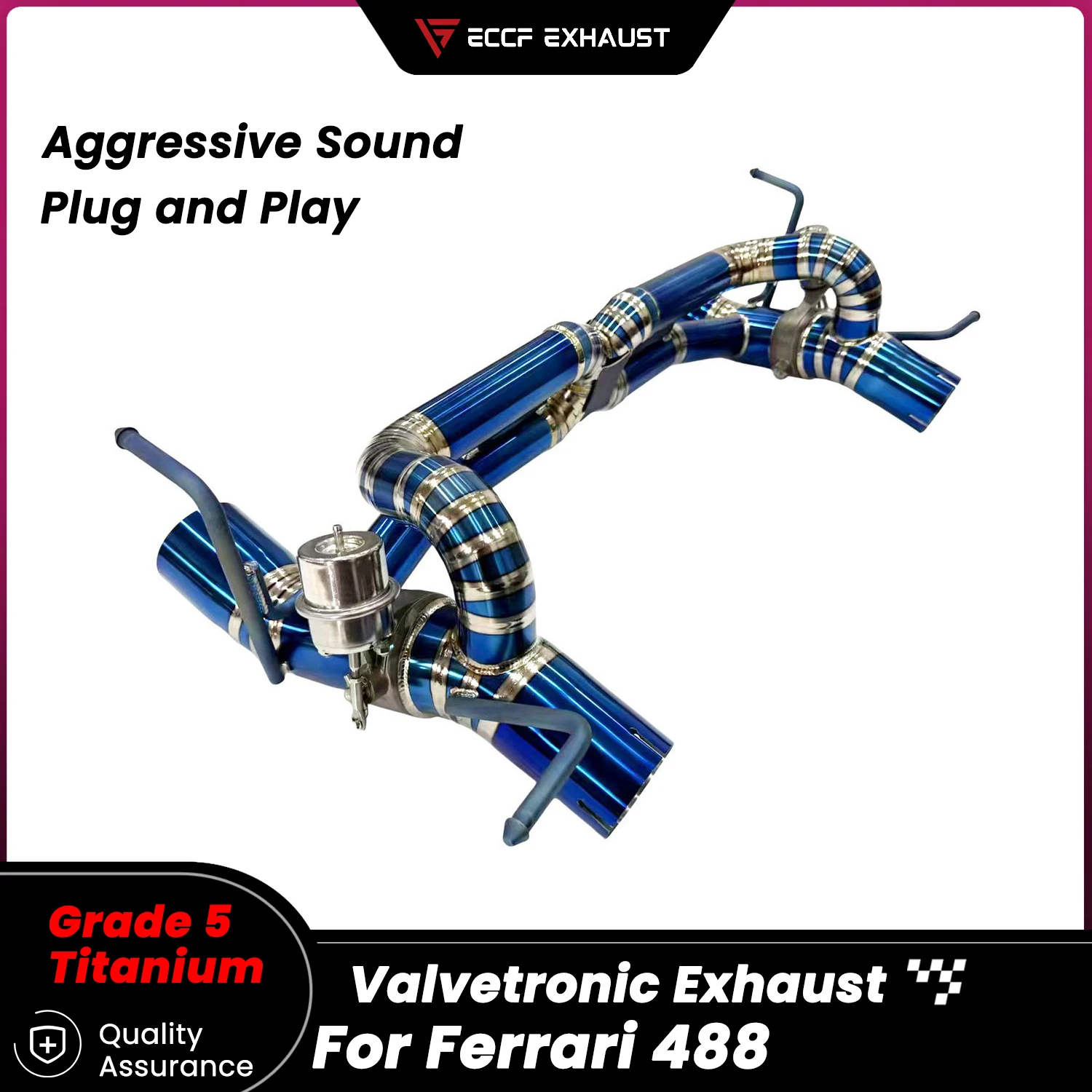 

Race Ready ECCF Titanium Valvetronic Catback Exhaust For Ferrari 488 No Drone Deep Sport Sound Lightweight Performance Upgrade