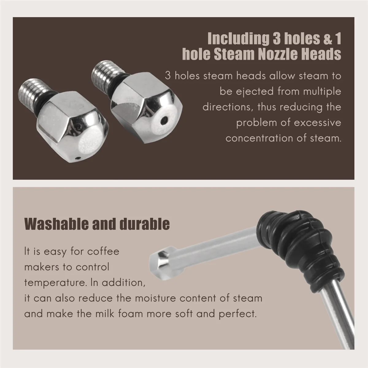 

Better Quality Steam Wand for Delonghi EC680/EC685, Rancilio Coffee Machine, Upgrade with Additional 3 Hole Tip Steam Nozzle