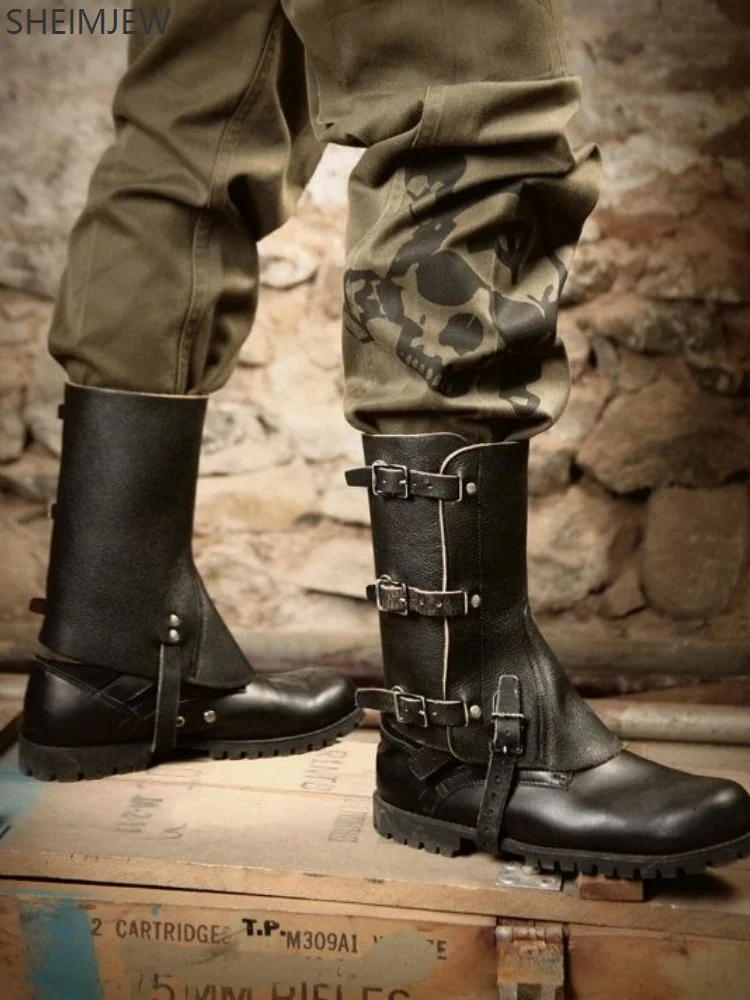 

Medieval Steampunk Leather Leg Covers Vintage Adjustable Shoe Covers Boot Covers Warrior Knight Soldier Helmet Chaps Leggings