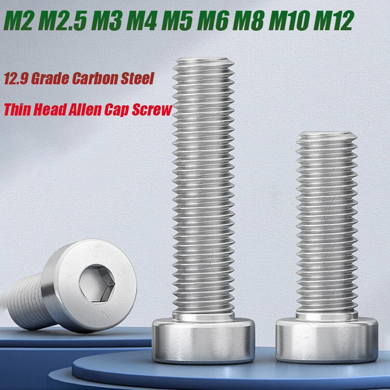 

2/10-100pcs Low Profile Hex Socket Cap Head Screw M2 M2.5 M3 M4 M5 M6 M8 M10 M12 304 Stainless Steel Thin Head Allen Cap Screw