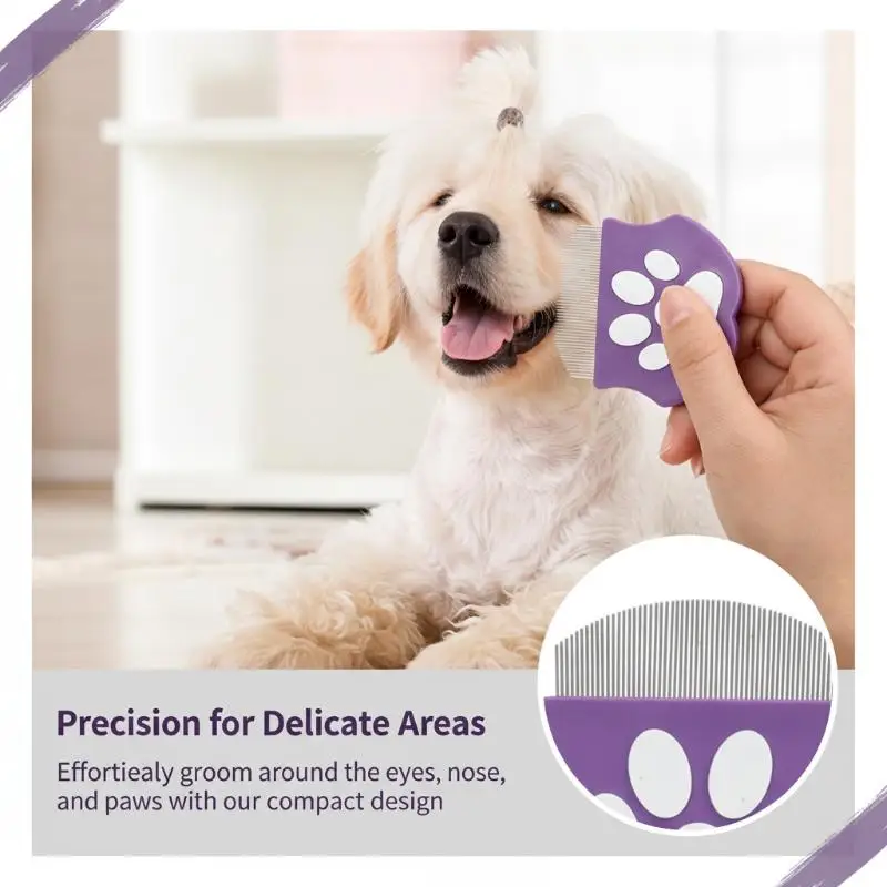Pet Mini Face Grooming Comb Metal Teeth Flea Remover Detangling Brush For Cat Dog Facial Care Pet Supplies