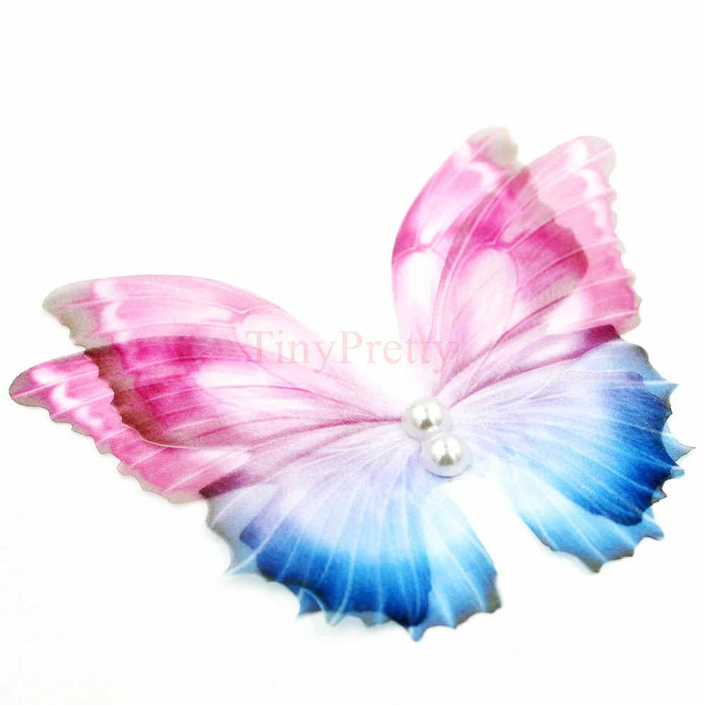 

5pcs IRREGULAR Double-layer Handmade Organza Butterflies Silk Butterfly Accessory for DIY Jewelry Making, Party Decoration