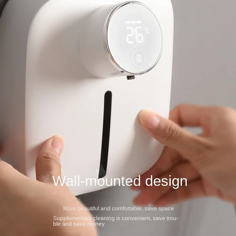 Dispensador de jabón líquido montado en la pared, dispositivo recargable con pantalla de temperatura, Sensor de espuma, máquina desinfectante de manos, novedad de 2024