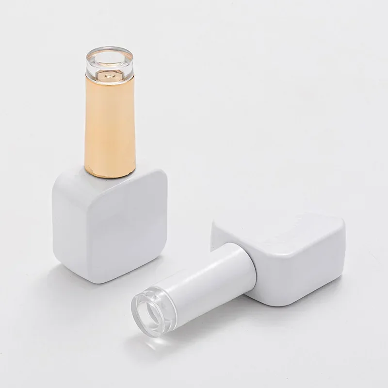 10Pcs White Nail Polish Bottle 12ml Nail Polish Base Gel Dispenser Bottles with Brush Lightproof Glass Bottle Empty Bottles