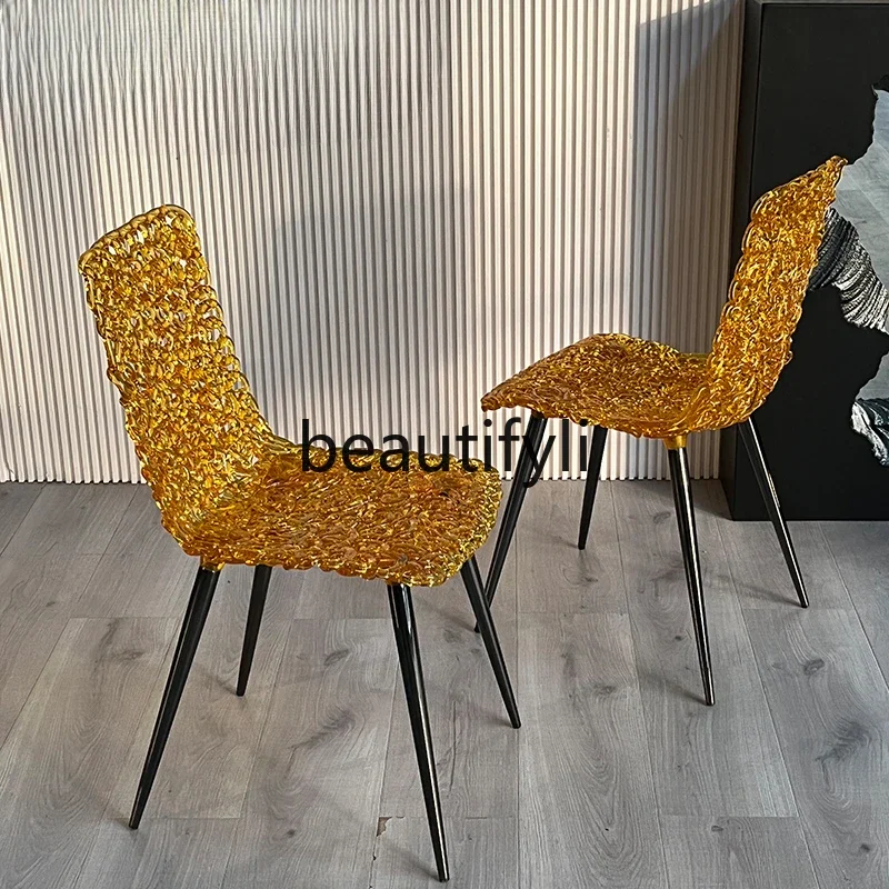 Modern Simple Amber Fiber Optic Dining Chair Premium Negotiation Chair