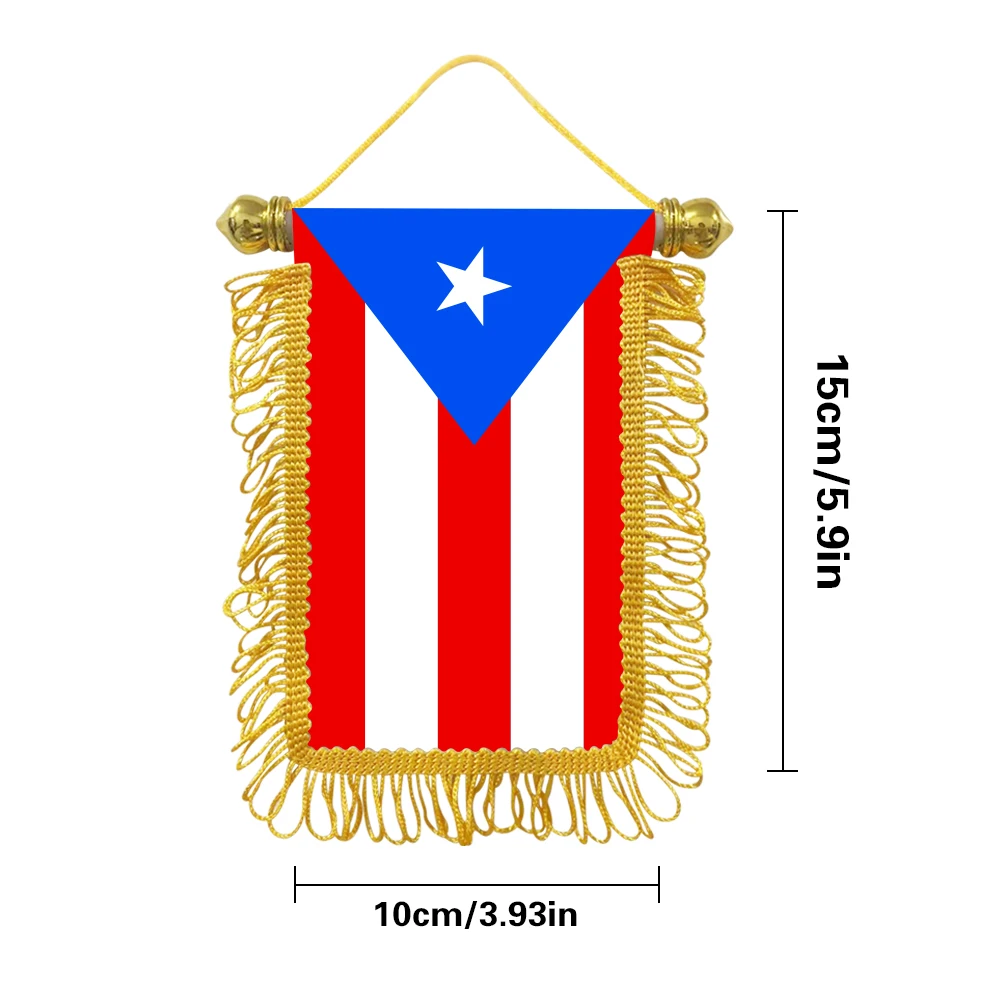 Puerto Rico small hanging flag 10x15cm triangular flag car decoration hanging flag double-sided pattern with suction cup
