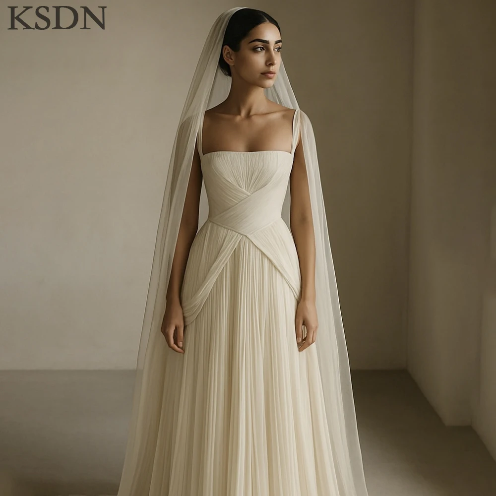 

KSDN Fashion Strapless Evening Dresses Elegant Sleeveless Chapel Train Dress Customzied Pleat Chiffon Special Event Gowns