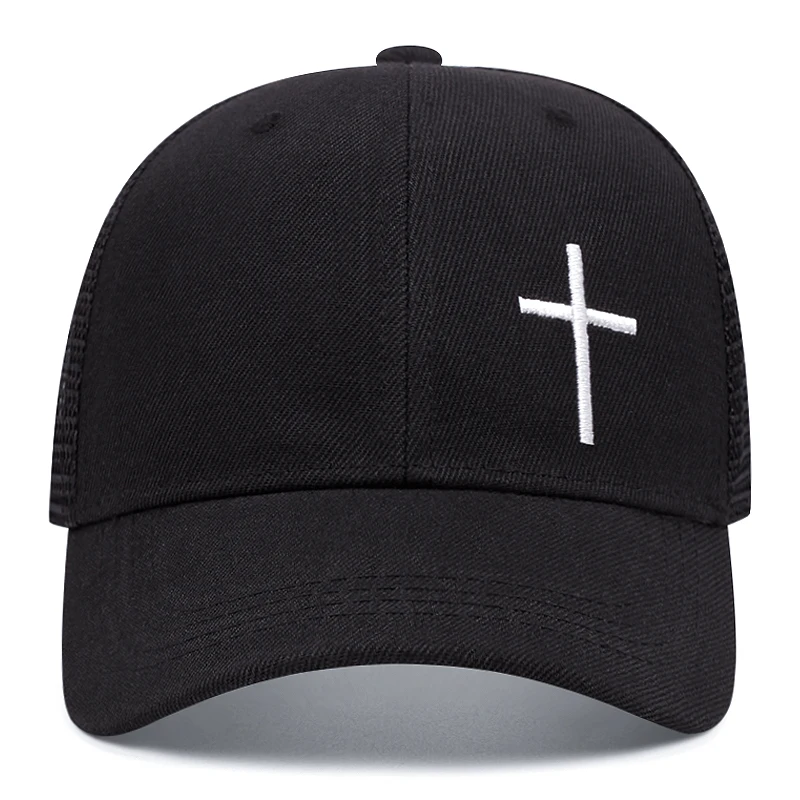 2024 New Fashion Cross Embroidery Baseball Cap for Men Women Fashion Hip Hop Trucker Cap Cotton Casual High-quality Net Hat