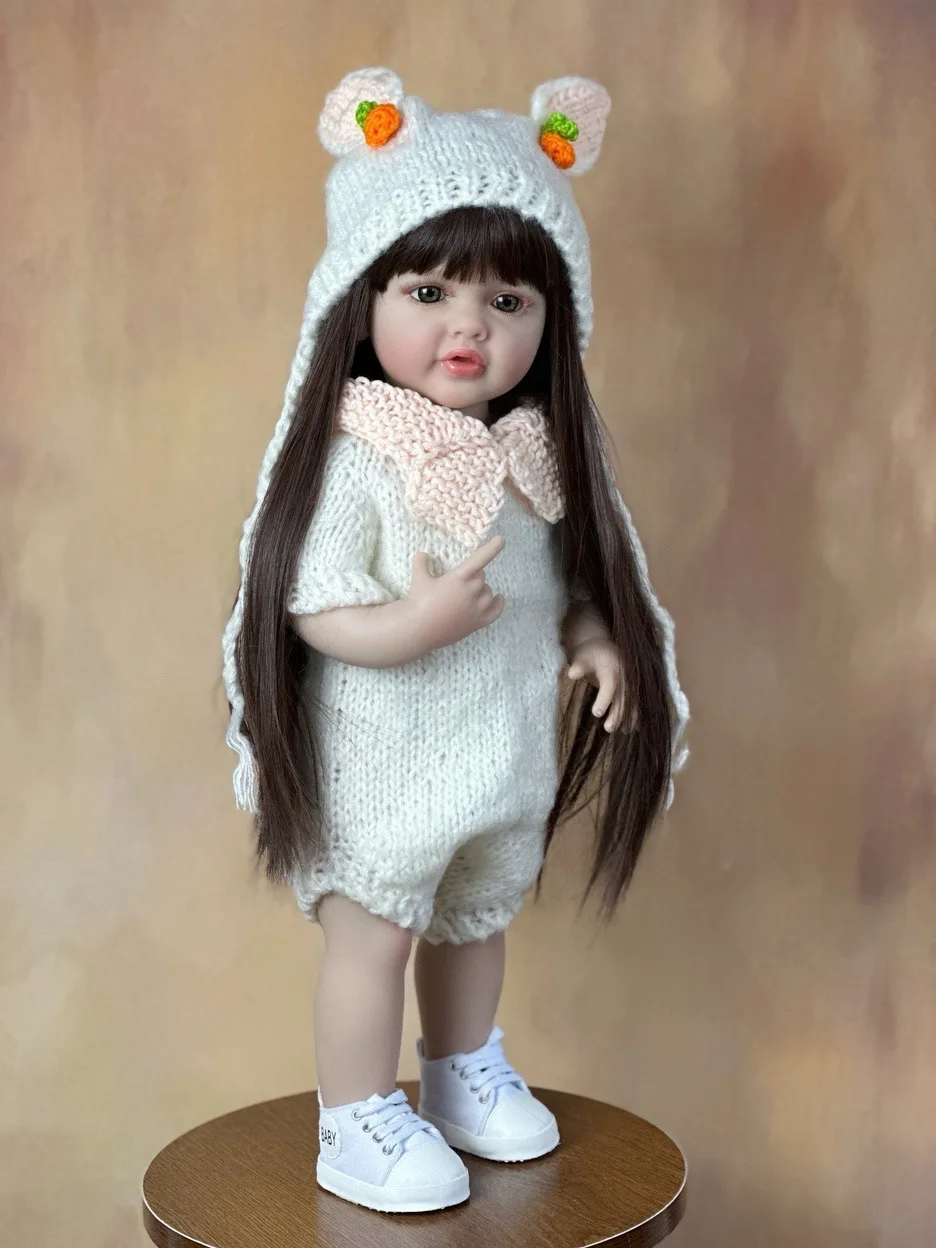 Reborn Baby Soft Silicone Full Body 55 cm Full Vinyl Body Waterproof Bebe Reborn Doll Lifelike Realistic Girl Children Gift Toys