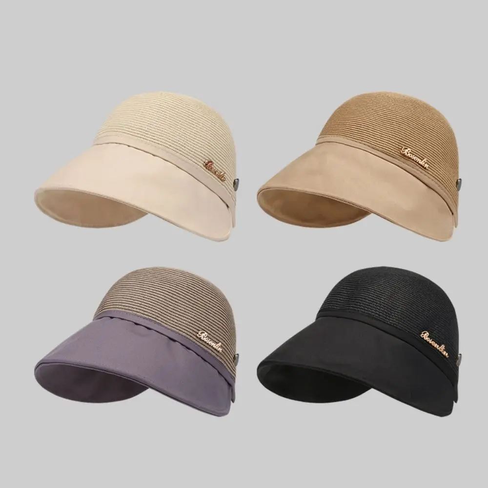

Простая однотонная солнцезащитная панама с защитой от УФ-лучей, складная, с широкими полями, дышащая, женская соломенная шляпа для кемпинга
