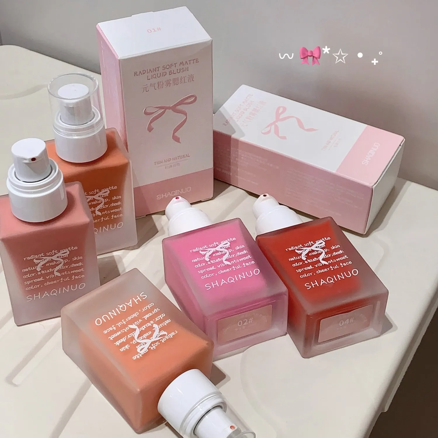 Vier kleuren vitaliteit Vloeibare Blush Hydraterend en gemakkelijk aan te brengen Face Rouge Cheek Makeup Blush