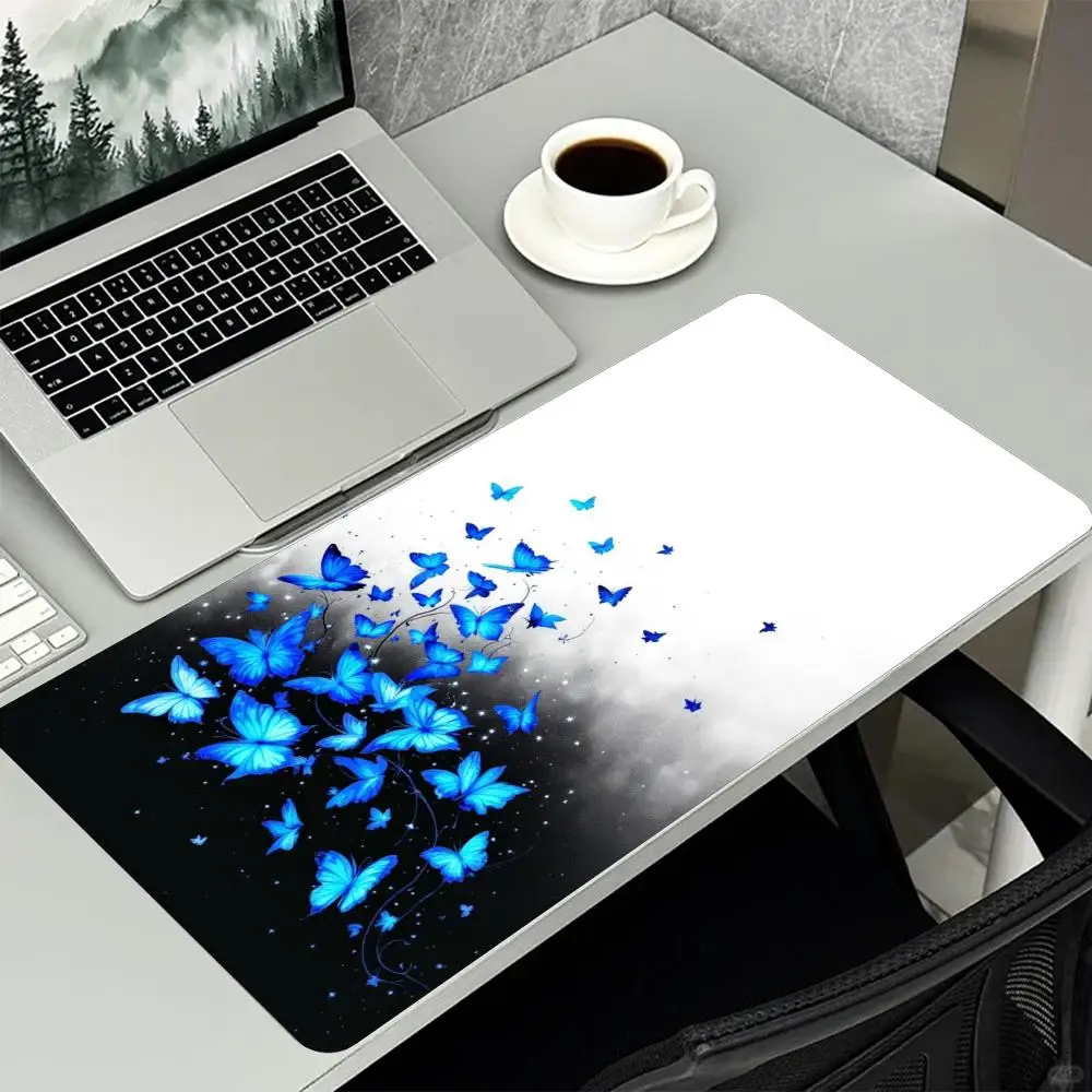 Glowing Blue Butterfly Fantasy Mouse Pad Smooth Thick Rubber Keyboard Desk Mat For Gaming Laptop Computer Desktop Peripherals