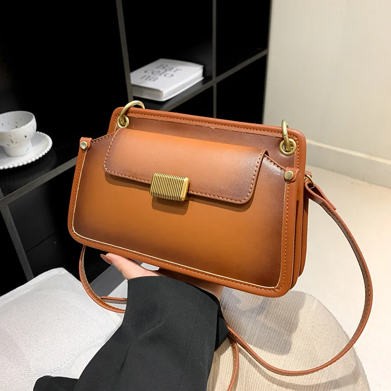 

​​Minimalist Vintage Underarm Box Bag Women Compact Square Crossbody Purse Caviar Grain Coffee Run Transition​​