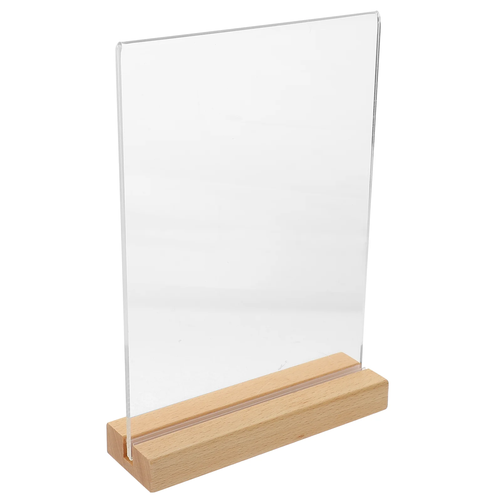 

Blank Clear Table Number Signs Menu Acrylic Display Stand With Wooden Base Place Card Holder For Wedding Party Paper Holder