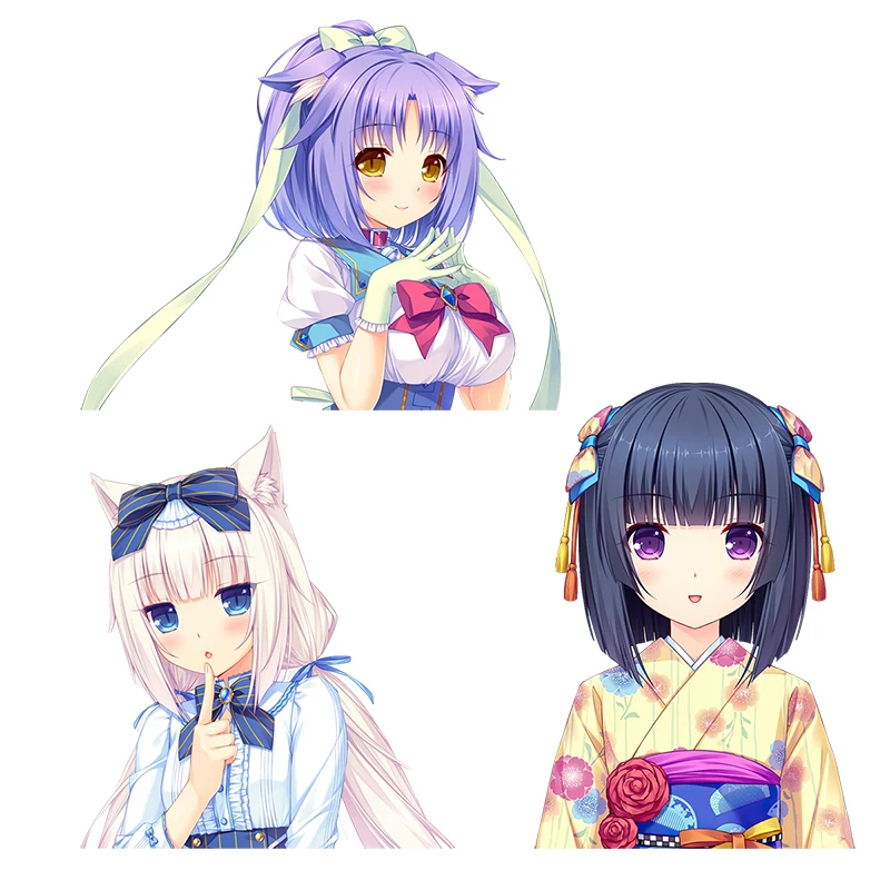 Three Ratels CA64 NEKOPARA_CHRONICLE Cute cat's ear girls Waterproof Decal on Wall Fridge Toilet car bike laptop gift decoration