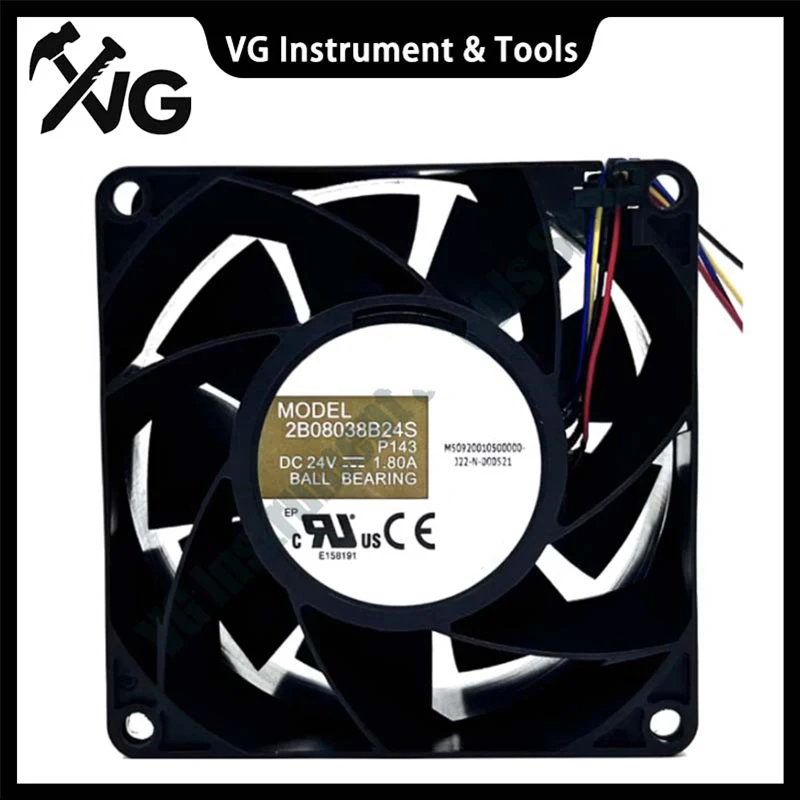 New For AVC 2B08038B24S DC 24V 1.80A 80x80x38mm 4-Wire Case Server Cooling Fan