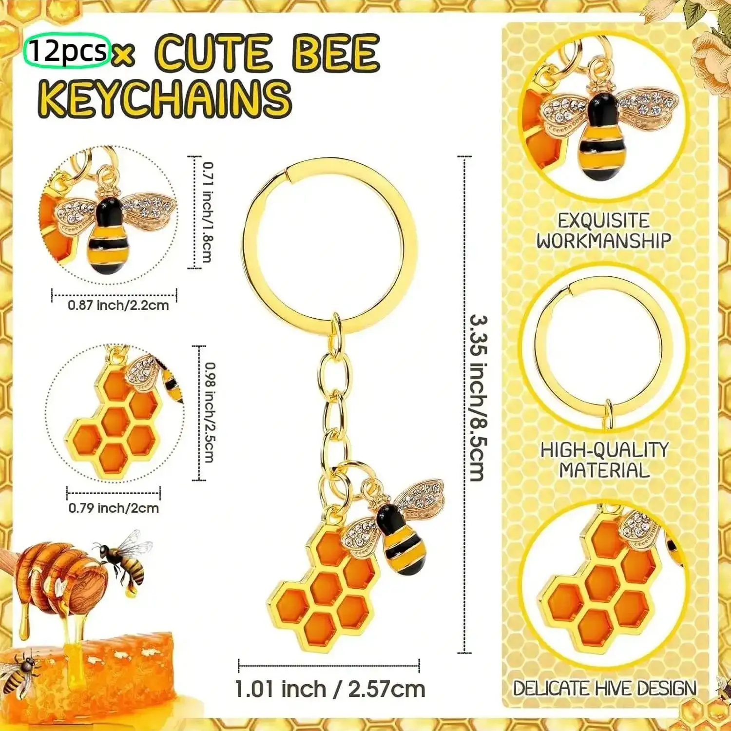 12er-Set Geschenkset zur Anerkennung von Bienen-Mitarbeitern, niedliche Bienen-Schlüsselanhänger, Dankeskarten, Organzabeutel, inspirierende Geschenke für Kollegen – Detail 2