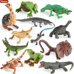 Oenux Reptile Model Mini Wild Ostriches Lizard Chameleon Frog Bird Forest Animals Action Figure Collection Cute Toys Kids Gift