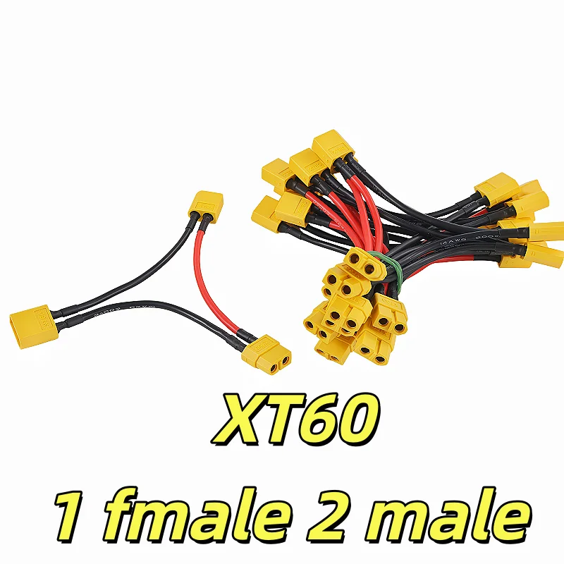 XT30/60/90 Y-Type Parallel Splitter Cable 1/2 Female to 2/1Male Battery Extension Wire 14/16AWG Silicone RC Power Cable