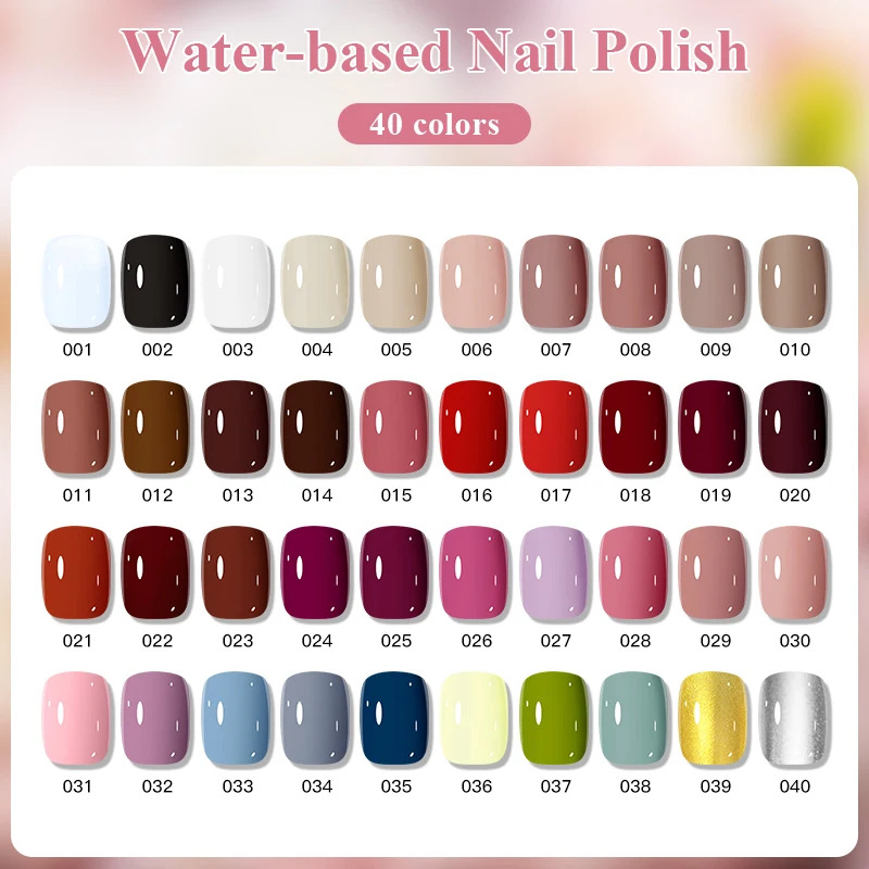 40 Colors Water-based Nail Polish 6.3ml Quick Dry Long Lasting Nail Varnish, No UV Needed, Peel Off Nail Art, Safe For Beginners