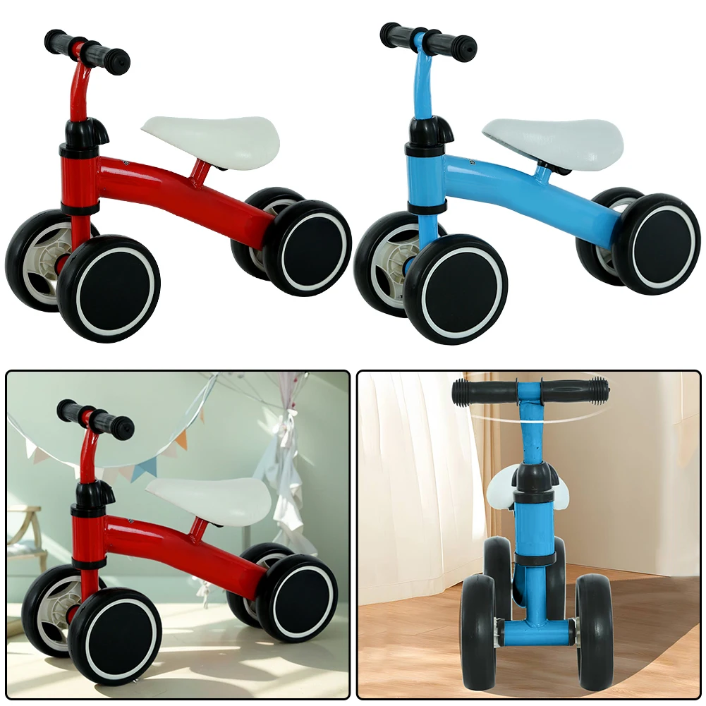 Baby Balance Bike Baby Walker Ergonomic Seat Baby Learning Walker 4 Wheels No Pedals Riding  for 1-3 Years Old Kids