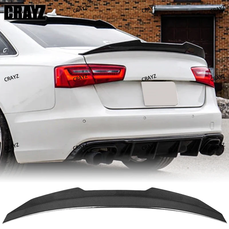 

Для Audi A6 S6 RS6 C7 2012-2018 Sedan PSM Style Подлинное кованое настоящее углеродное волокно/FRP Черная крышка багажника Задний спойлер Хвостовое крыло