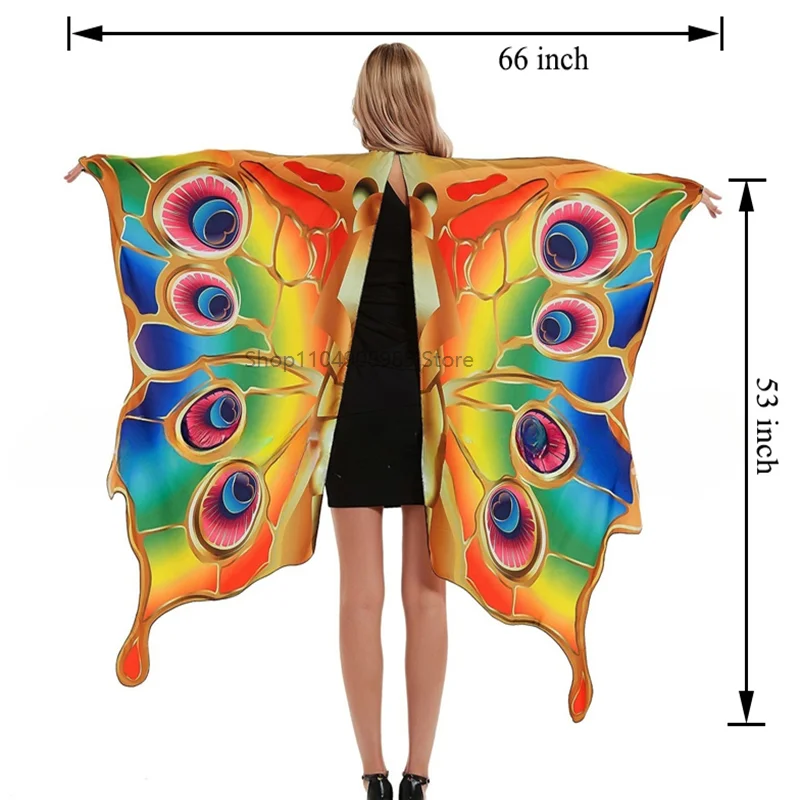 Disfraz de alas de mariposa, chal para adultos, Hada, Festival, bufanda para Cosplay, vestido de Halloween, capa de ala colorida, ropa de escenario, nuevo