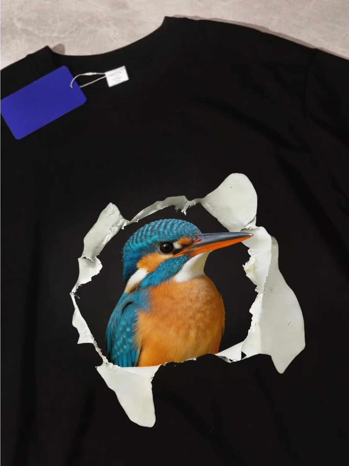 Cotton Bird Watching T-Shirt Men Women Breathable Casual Short Sleeve round Neck Print Bird Illustration Fun Cute Daily Wear