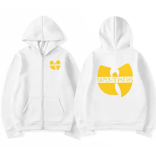 Imagen 2 del producto Sudadera con capucha con gráficos de Hip Hop Années 90 Wu Clan T-tangs para hombre y mujer, chaqueta punk con cremallera, abrigo gótico de lana de manga larga, ropa informal suelta