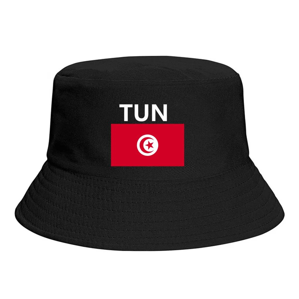 Tunisia Flag Bucket Hats Print Cool Fans Sun Shade Simple Classic Outdoor Summer Fisherman Caps Fishing Cap