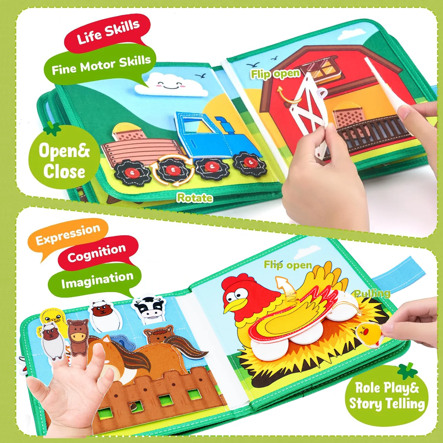 Busy Board Montessori Toys For Toddlers Farm Animal Story Busy Book Sensory Toy Preschool Learning Fine Motor Travel Activities