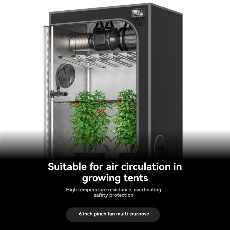 A40T Grow Tent Clip Fan 6In With Redesigned Long-Life EC Motor,10 Dynamic Wind Speeds,For Hydroponics Circulation Cooling(EU)