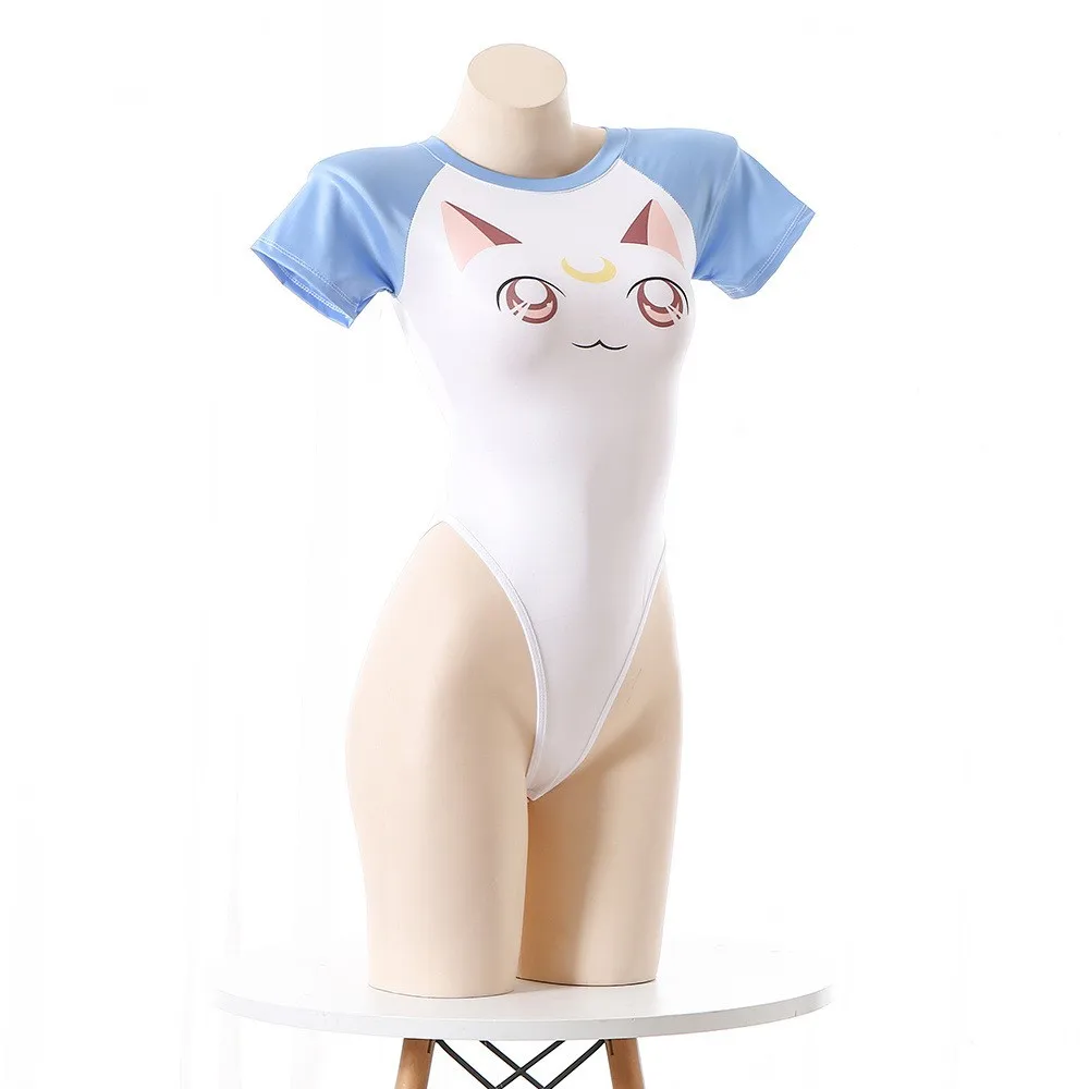 Zomer Strand Vrouwen Cartoon Een Stuk Badmode Cosplay Leuke Anime Meisje Pool Party Student Bodysuit Badpak Uniform Kostuum