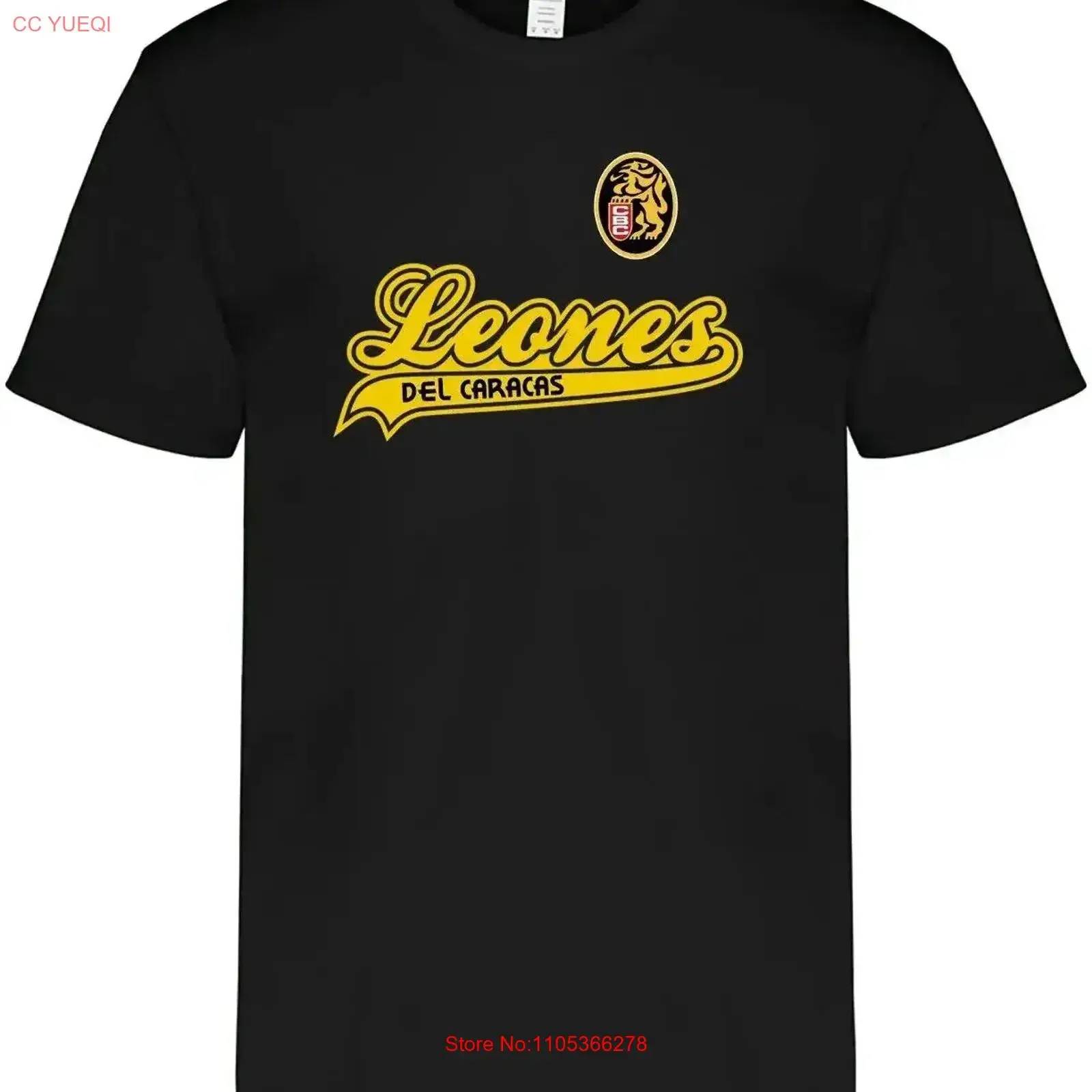 Camiseta de Adulto Leones del Caracas Venezuela, Cuello Redondo, 100% Algodón, Manga Corta, Estilo Vintage Lavado, Transpirable, Streetwear, Elástica