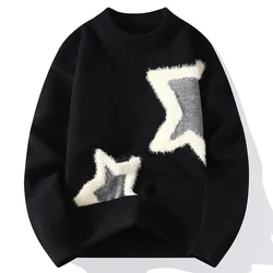 Men Streetwear O-neck Knitted Pullovers Outwear Casual Sweaters New Fashion Man Loose Sweaters Male Pullovers Winter Clothing 4X