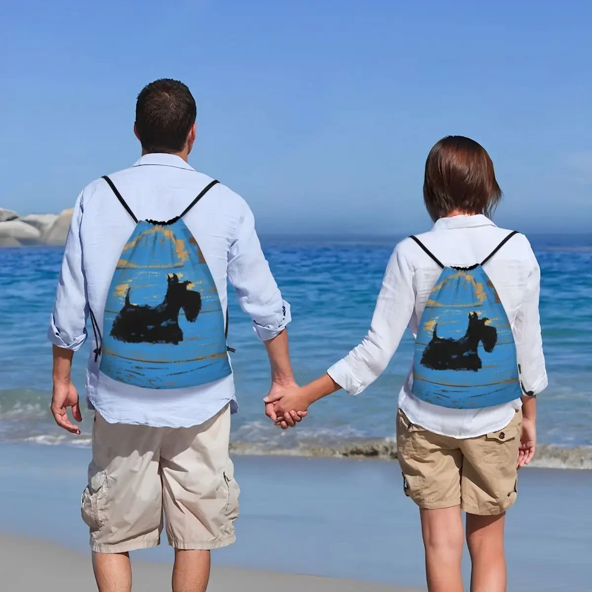 Mochila personalizada con cordón para hombre y mujer, bolsa ligera con diseño de perro Terrier escocés, saco deportivo de gimnasio para viajar