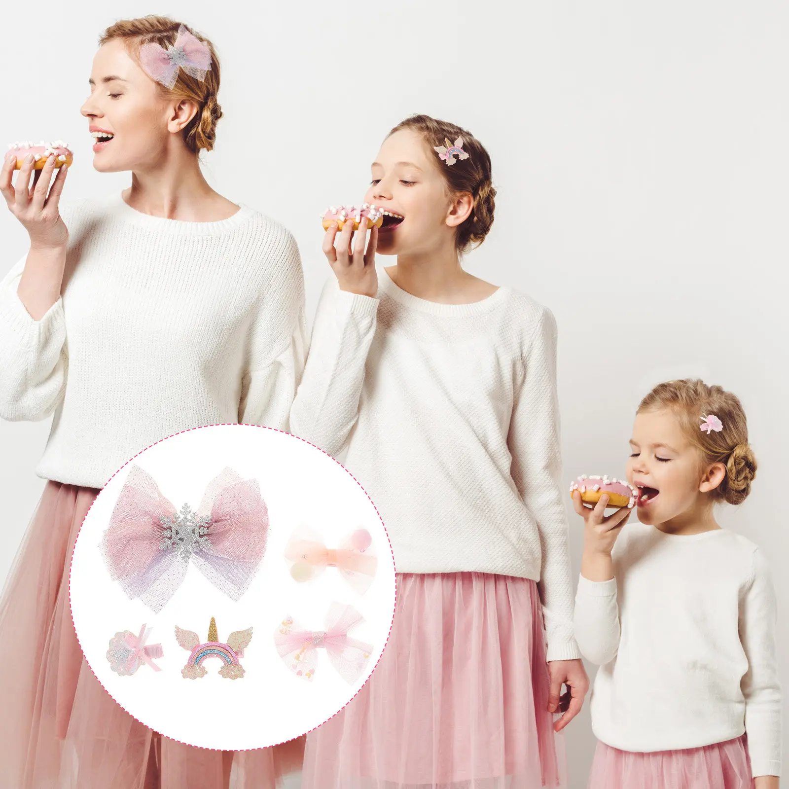 

5 Pcs Hair Clip Snowflake Accessories Snap Clips Stylish Barrettes Bow Rope Ties