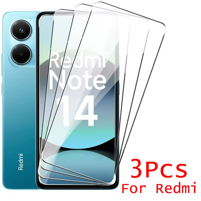 3 Stück gehärtetes Glas für Xiaomi Redmi Note 14 11 12 13 Pro 14S 14C 12S 11S Plus 5G Displayschutzfolien