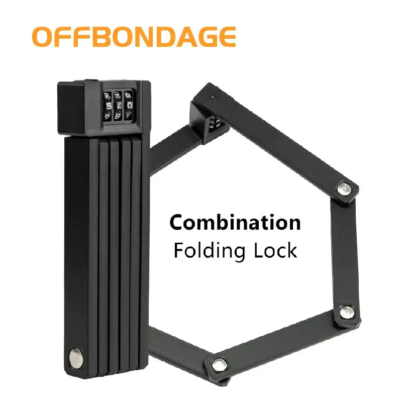 Zamek rowerowy OFFBONDAGE z kombinacją, bezpieczny, antykradzieżowy, składany zamek z kombinacją, wykonany z materiałów wysokiej jakości, wygodny zamek na motocykl, rower elektryczny.