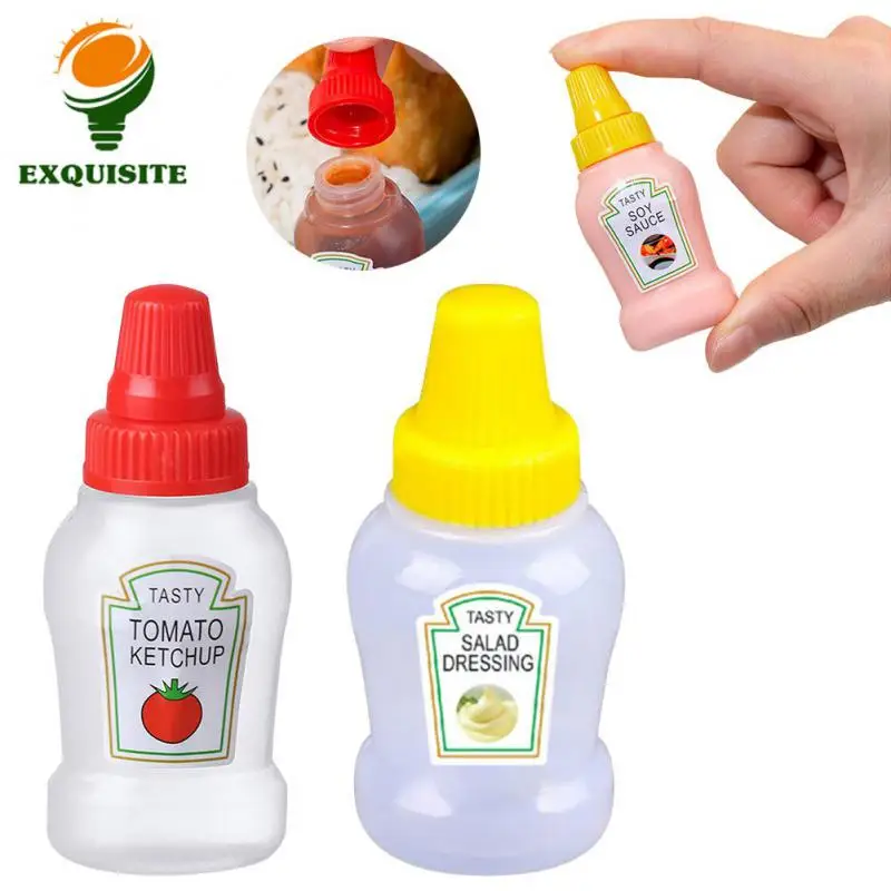 Plastic Condiment Dispenser Multifunctional Salad Container Needle-nosed Polychromatic Squeeze Bottle Condiment Squeeze Bottle