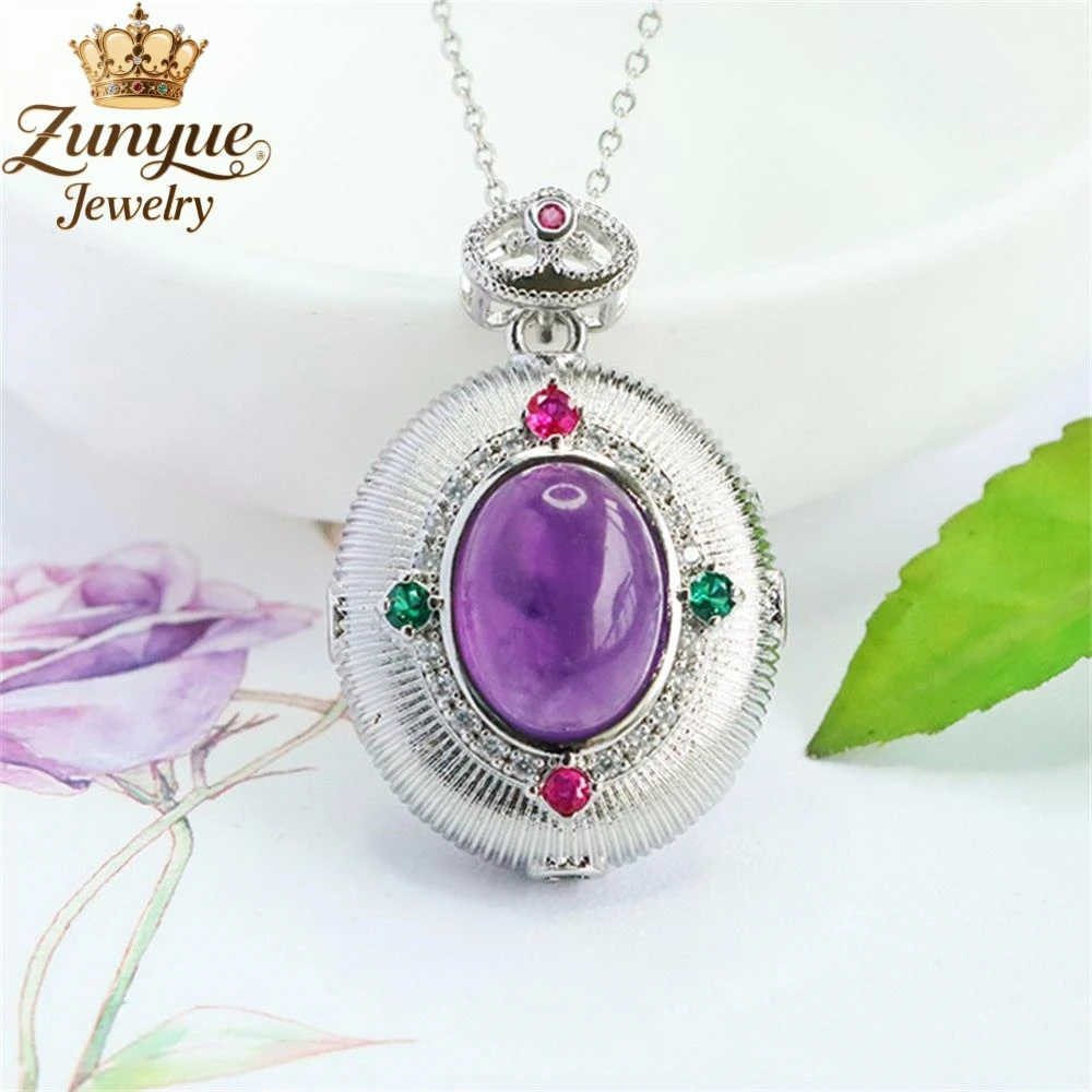 

High-End Natural Amethyst Woven Oval Pendant Luxury Quality Fashion Fine Jewelry Exquisite Elegant Popular Charms Young Gift