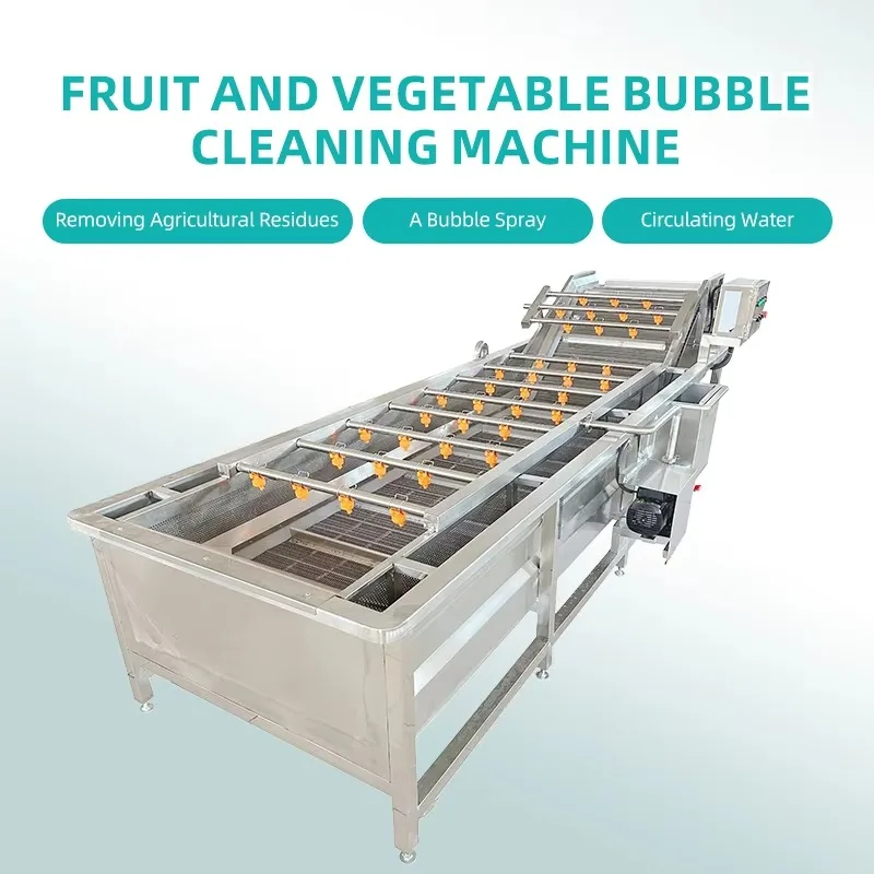 Customized High Efficiency Bubble Cleaning Electric Fruit and Vegetable Machine 304 Stainless Steel for Spinach and Lettuce