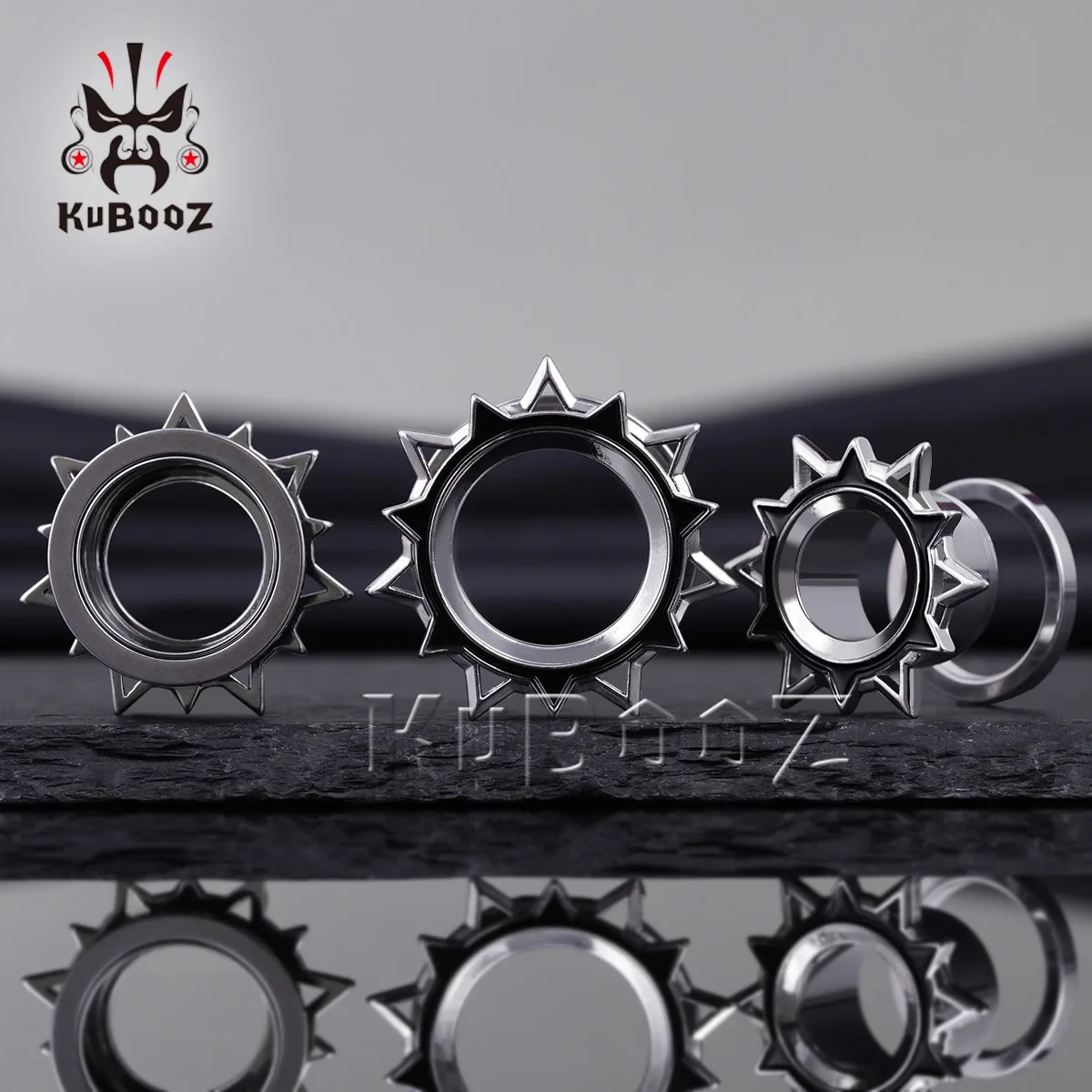 Wholesale KUBOOZ Oiled Spikes Tunnels Plugs Expanders EarGauges Screw Stretchers Piercing Earrings Stainless Steel Jewelry 38PCS